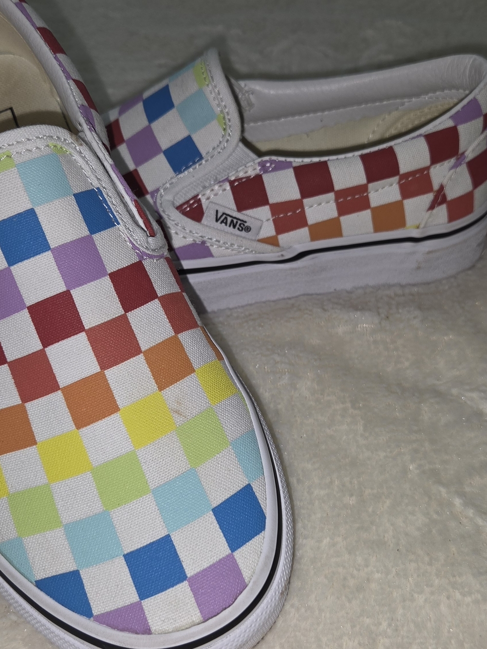 Vans Slip-On Rainbow Checkerboard Sneakers